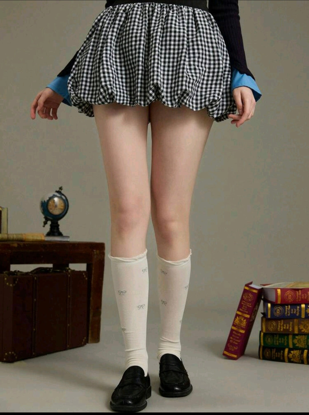 Plaid Bubble Hem Mini Skirt UK-16