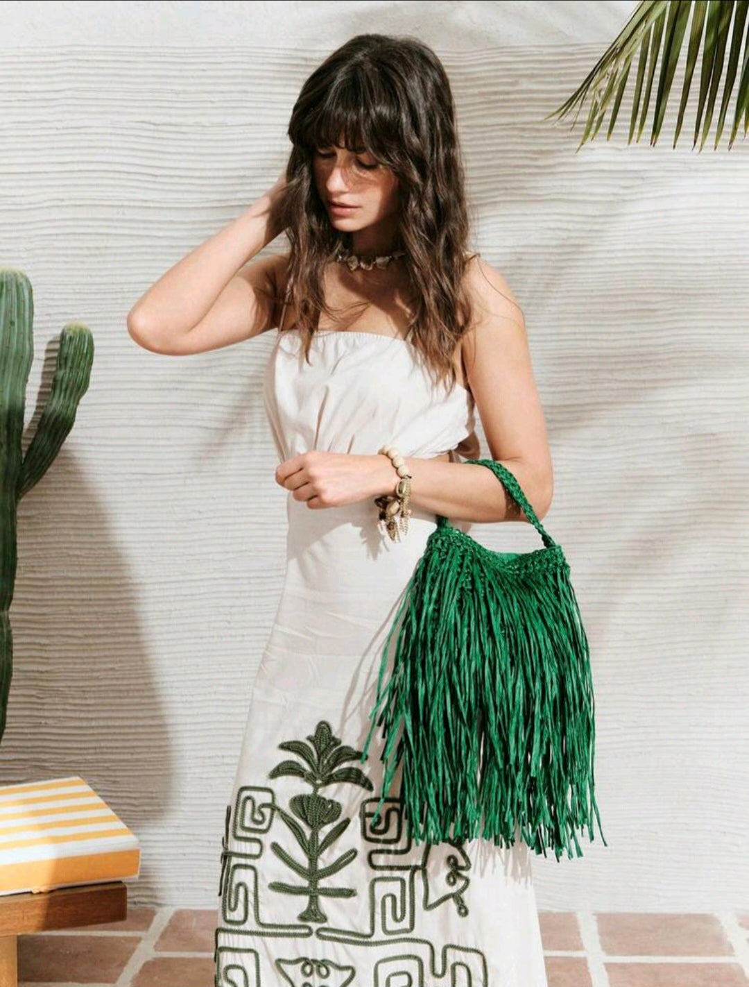 Emerald Green Straw Bag