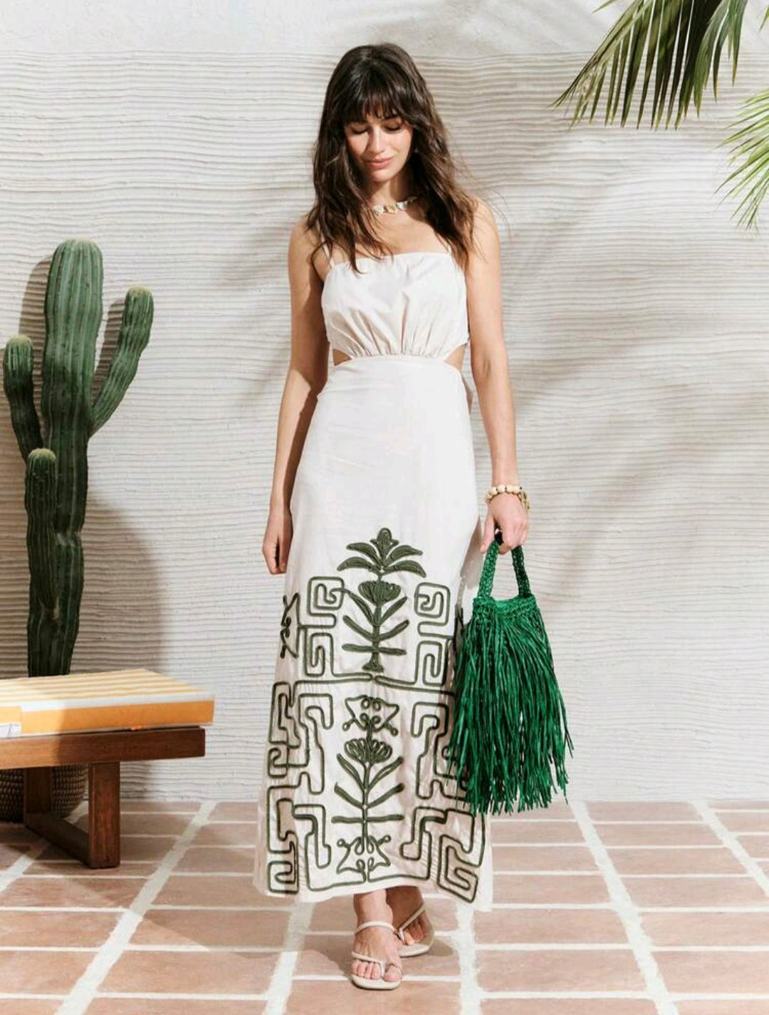 Emerald Green Straw Bag
