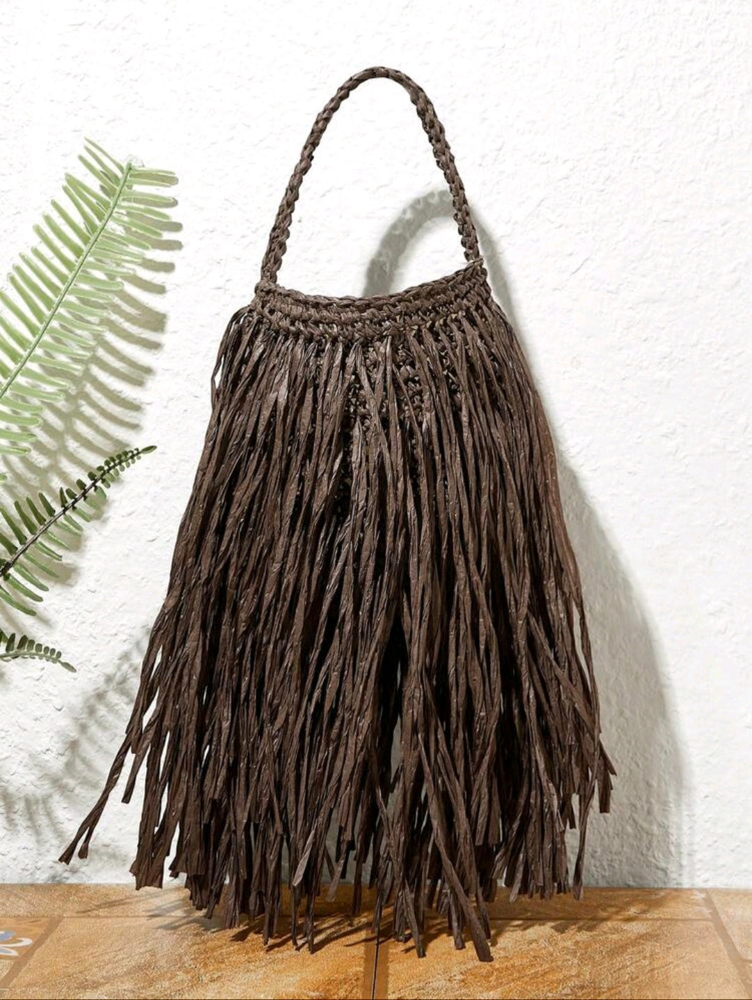 Coffee Colored Straw Bag