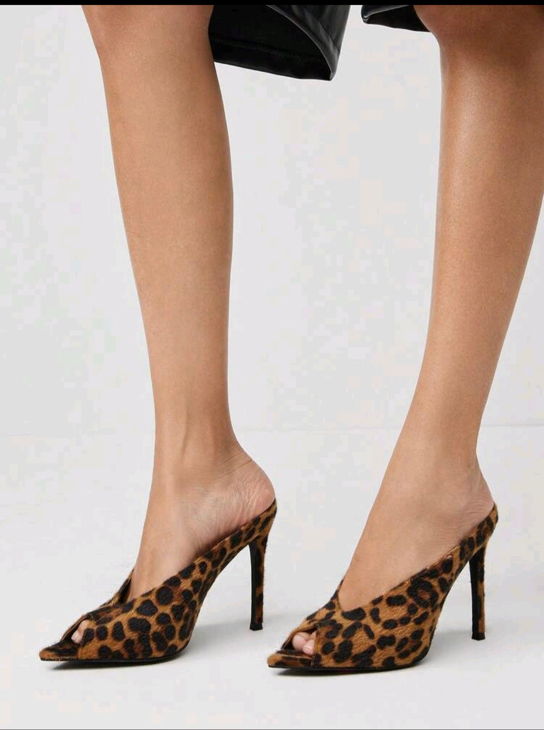 Leopard Print Peep-Toe Mules UK-6