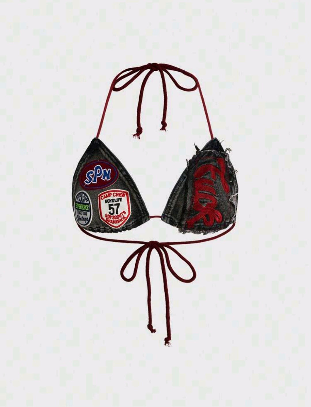 Dark Grey Denim Bralet UK-8