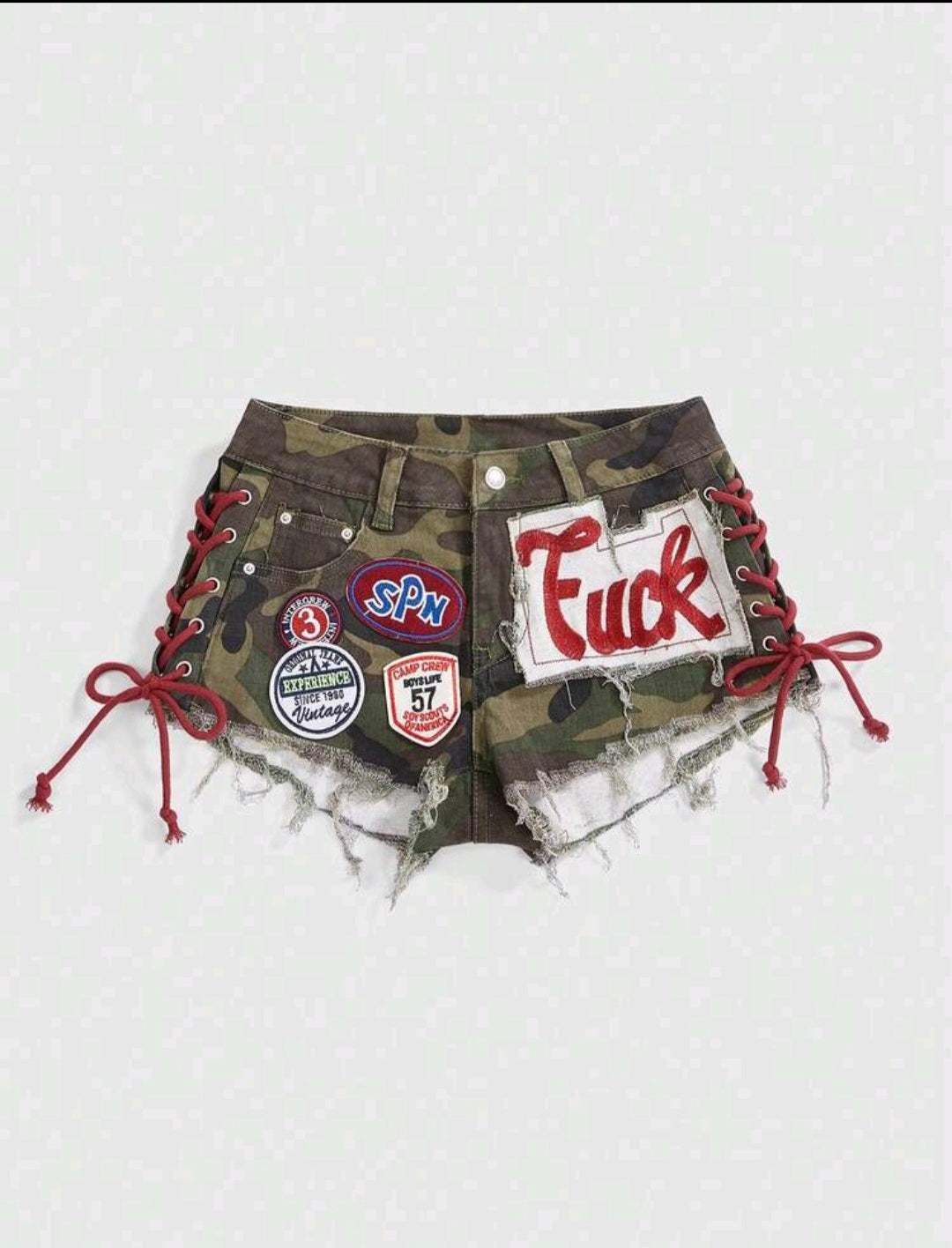 Army Green Graphic Letter Shorts UK-8