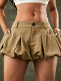 Beige Low Waist Bubble Skirt UK-8