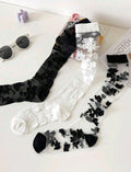 3 Pairs Of Lace Floral Mesh Socks  36-39