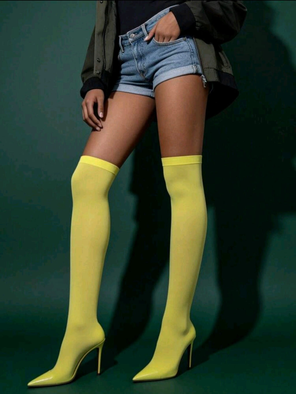 Over The Knee Yellow Thigh High Socks  A