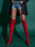 Over The Knee Red Thigh High Socks  B