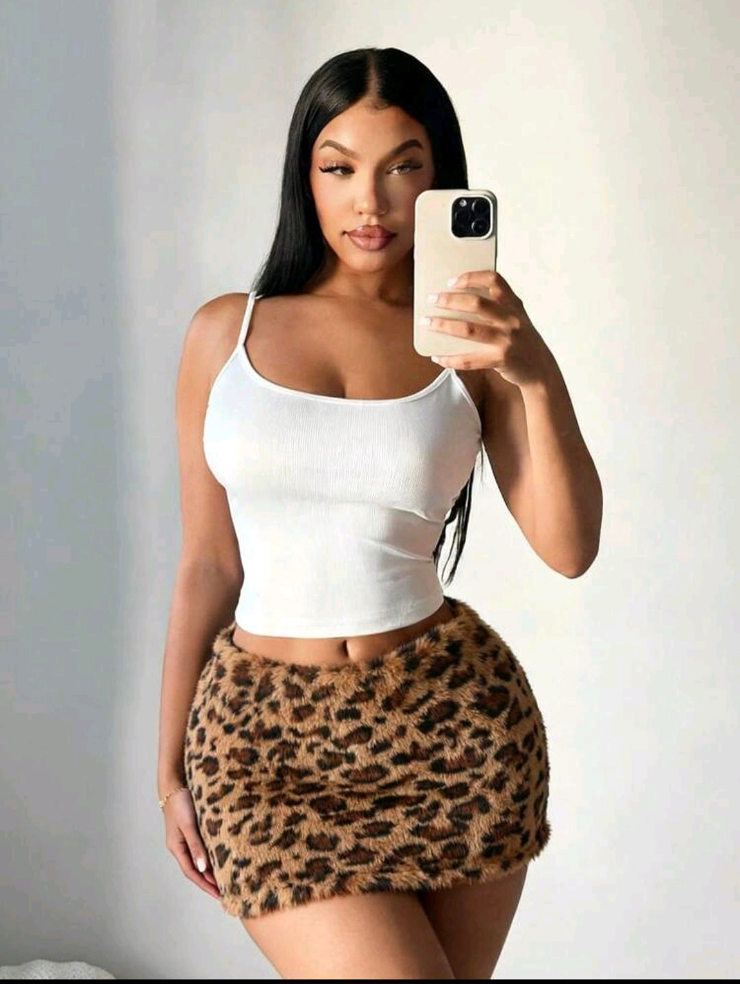 Faux Fur Animal Print Mini Skirt UK-12/14