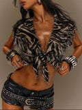 Plush Fluffy Zebra Print Tie Top UK-12/14