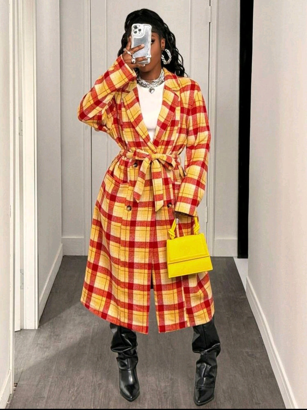 Plaid Woolen Trench UK-12/14