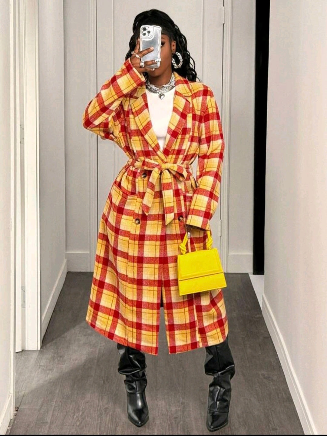 Plaid Woolen Trench UK-12/14