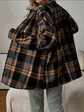 80s Loose Plaid Shirt UK-18