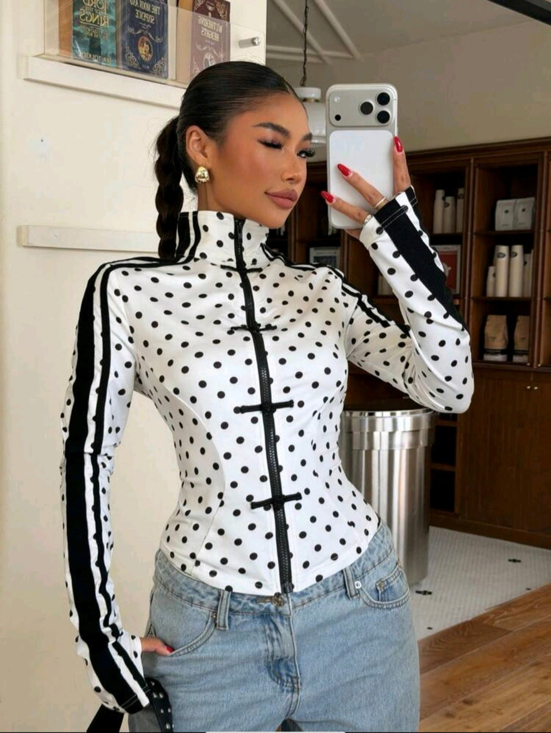 Chinese Polka Dot Button Down Jacket UK-16