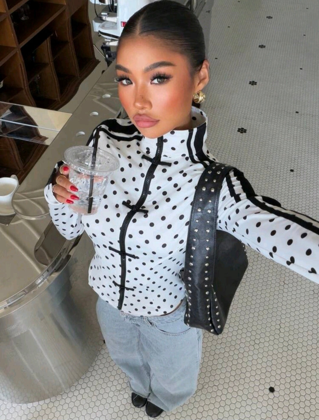 Chinese Polka Dot Button Down Jacket UK-16