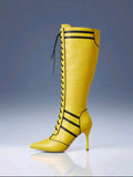 Yellow Pointed Stiletto Boot UK-7