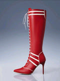 Red Pointed Stiletto Boot UK- 5.5