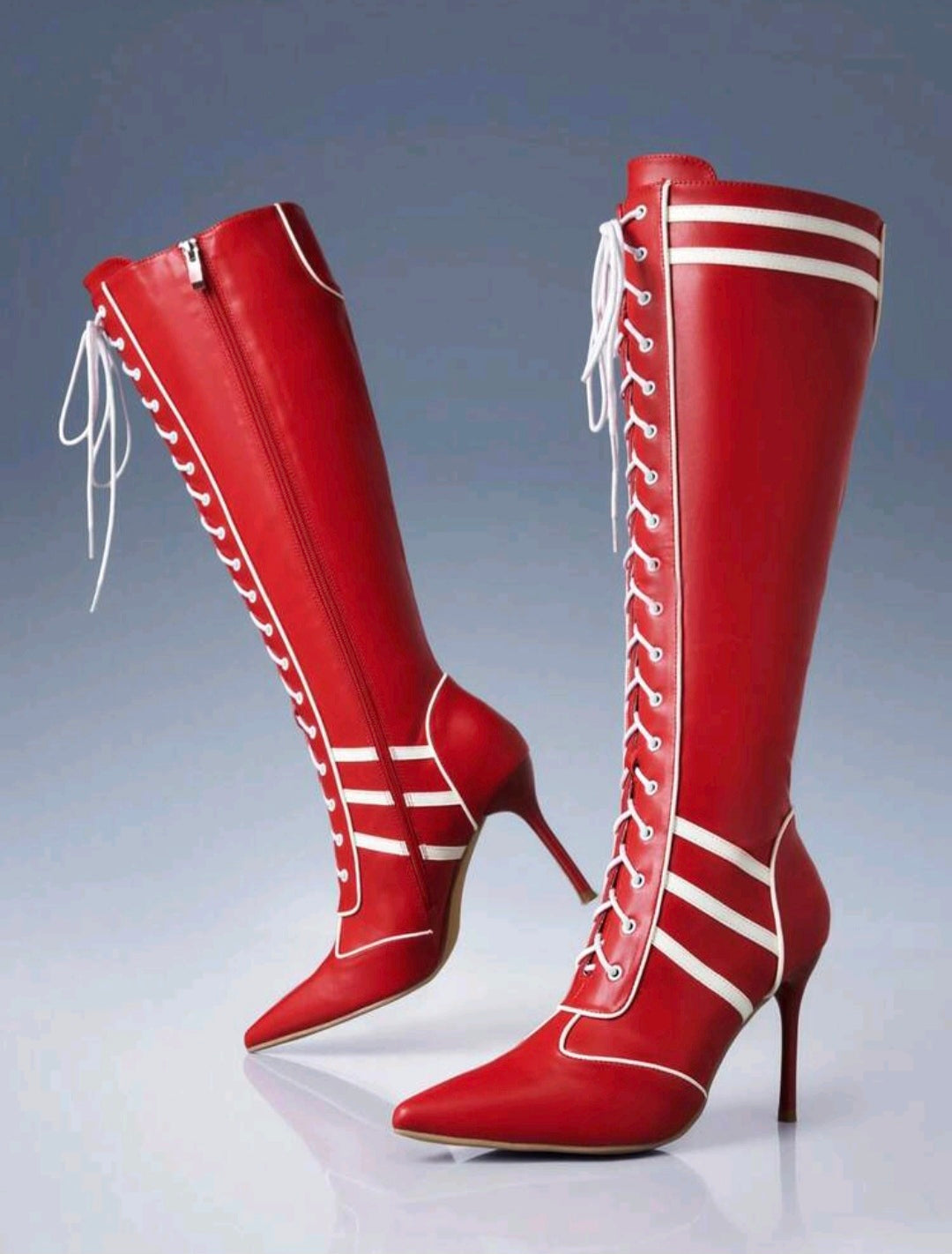 Red Pointed Stiletto Boot UK- 5.5