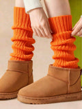 Orange Ribbed Leg Warmers-One Size A