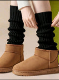 Black Ribbed Leg Warmers-One Size A