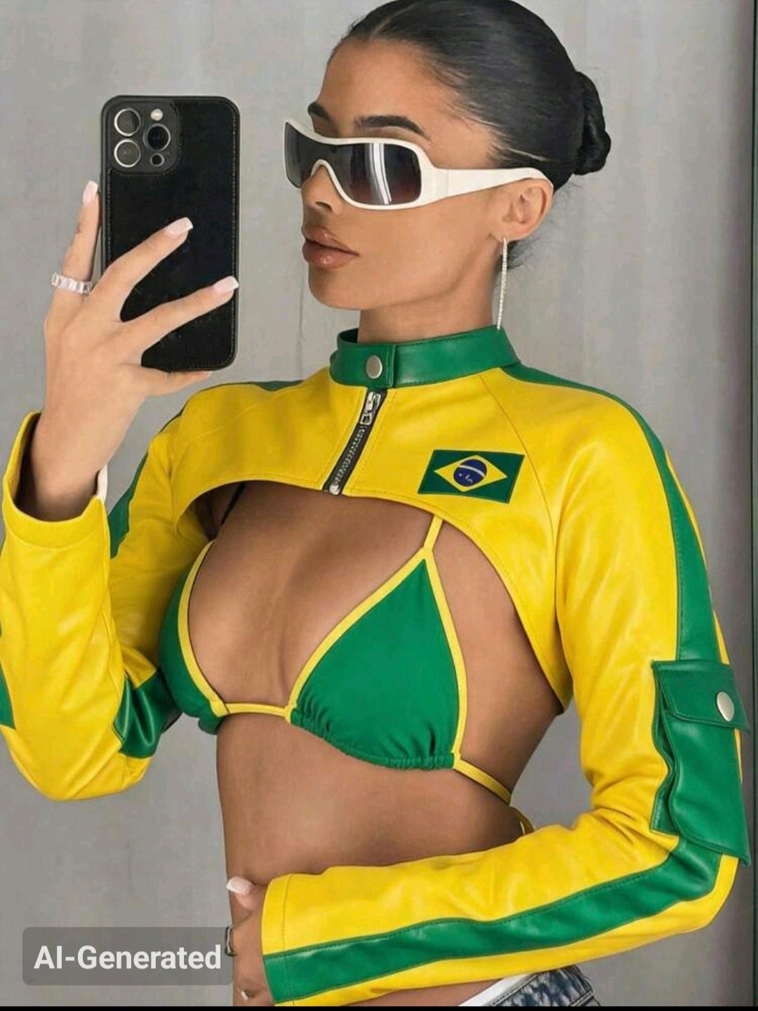 Yellow And Green High Collar Jacket UK-12/14