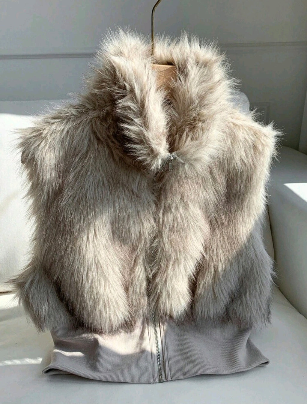 Grey Vintage Faux Fur Vest UK-12/14