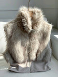 Grey Vintage Faux Fur Vest UK-12/14