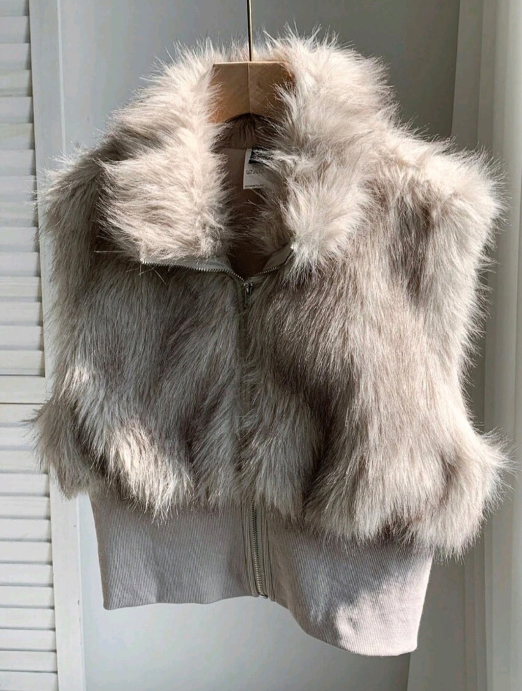 Grey Vintage Faux Fur Vest UK-12/14