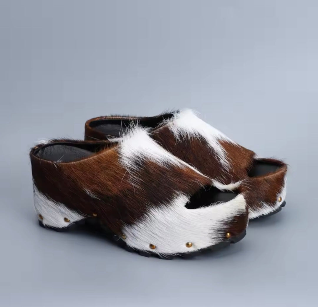 Cow Print Clogs UK-7