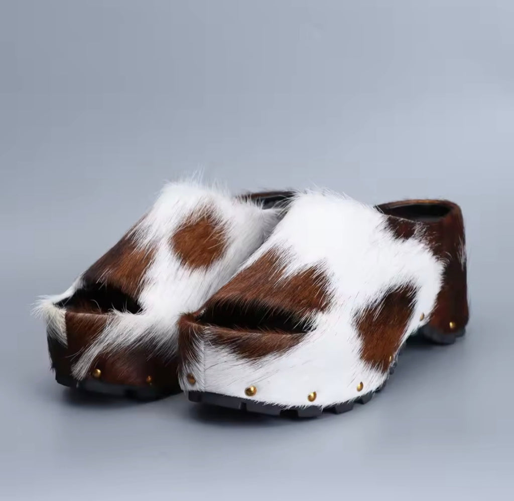 Cow Print Clogs UK-7