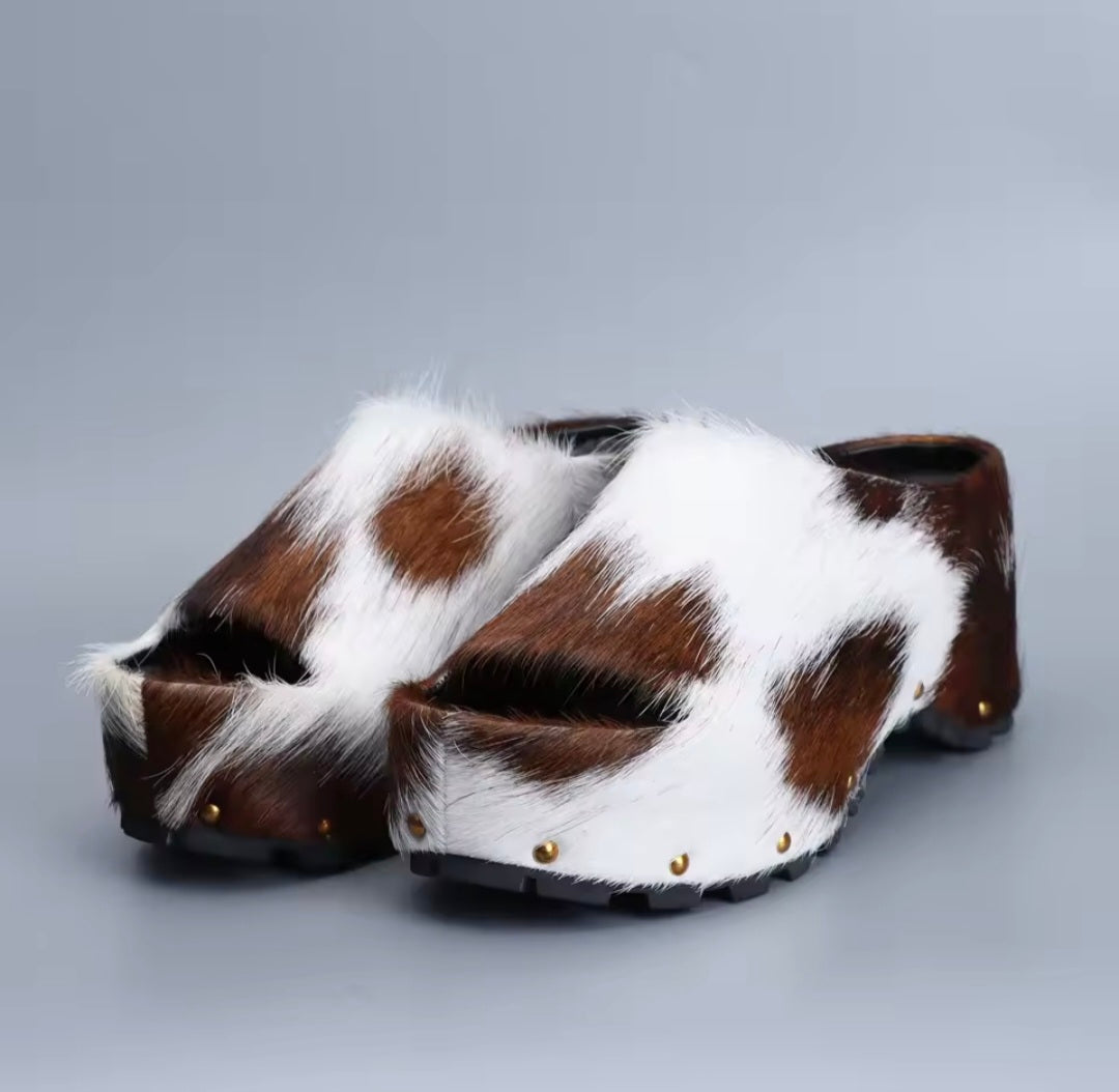 Cow Print Clogs UK-7