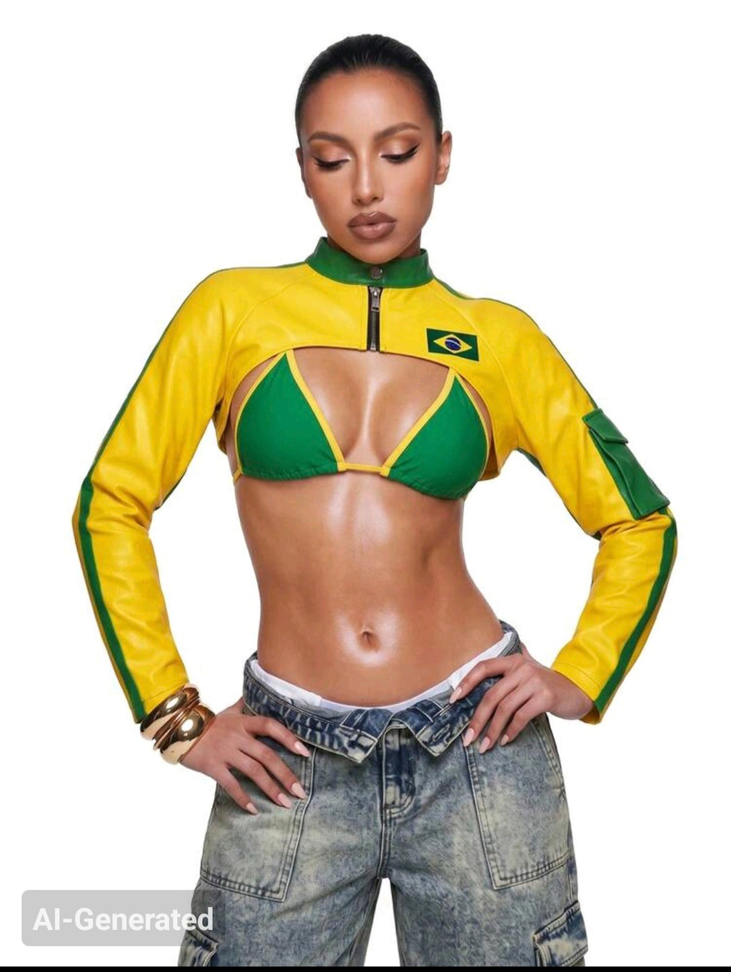 Yellow And Green High Collar Jacket UK-12/14