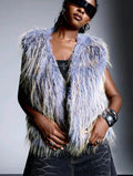 Sleeveless Faux Fur Jacket UK-16