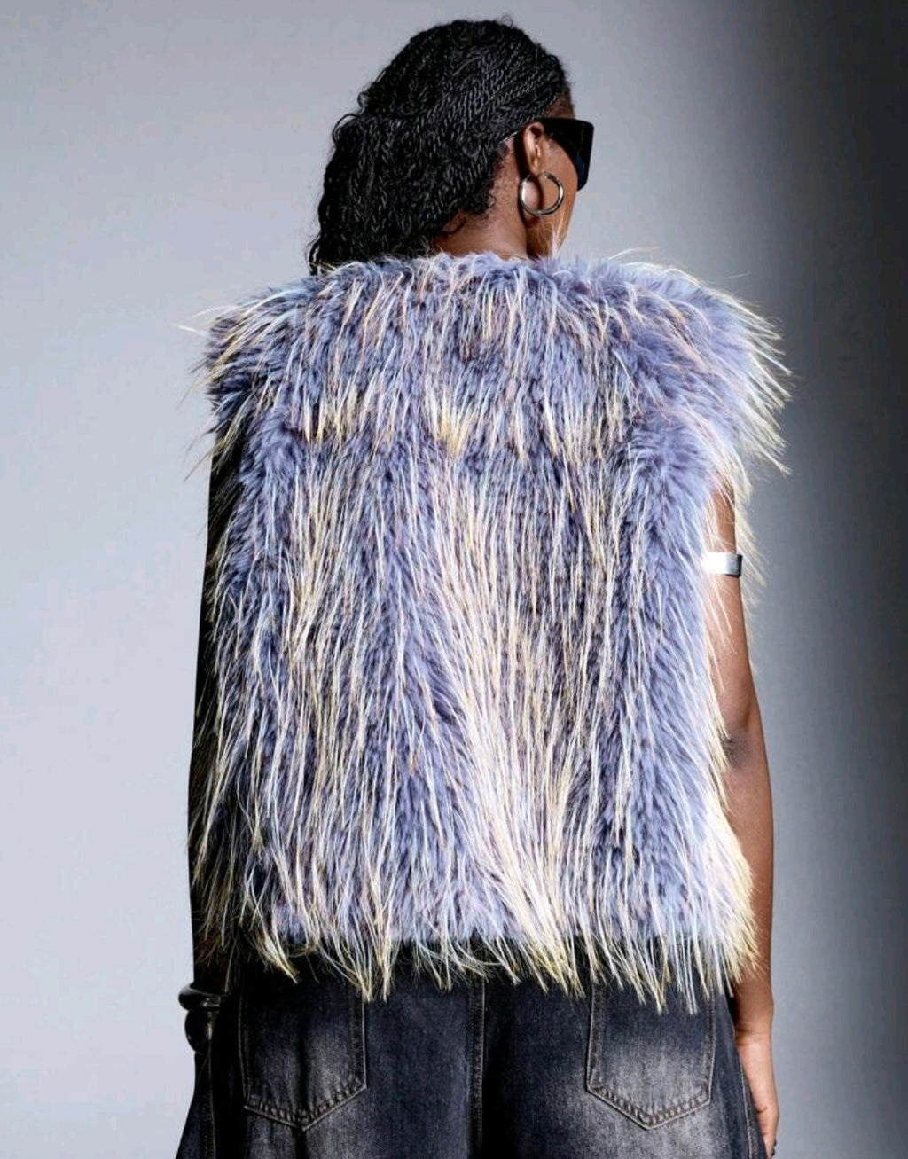 Sleeveless Faux Fur Jacket UK-16
