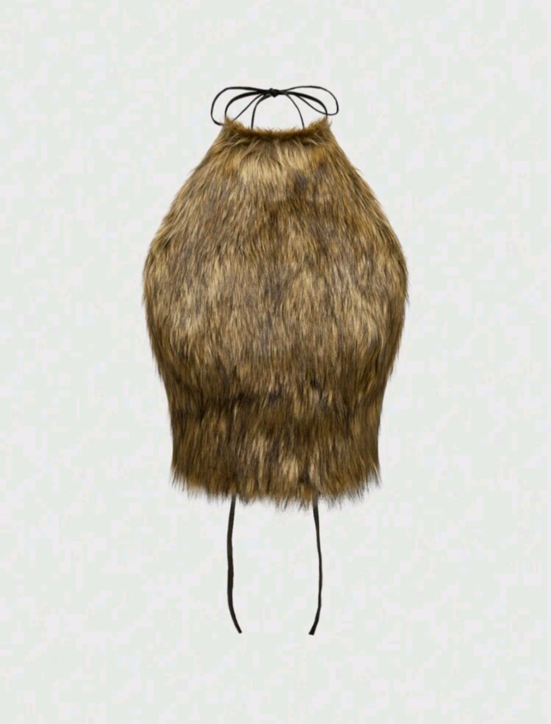Faux Fur Halter Back Top  UK-16