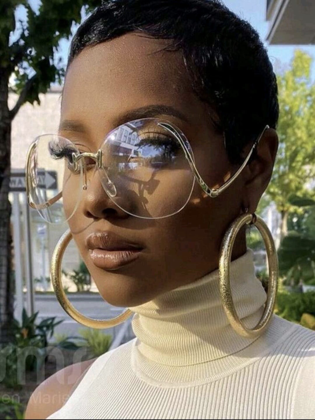 Clear XL Round Frameless Shades
