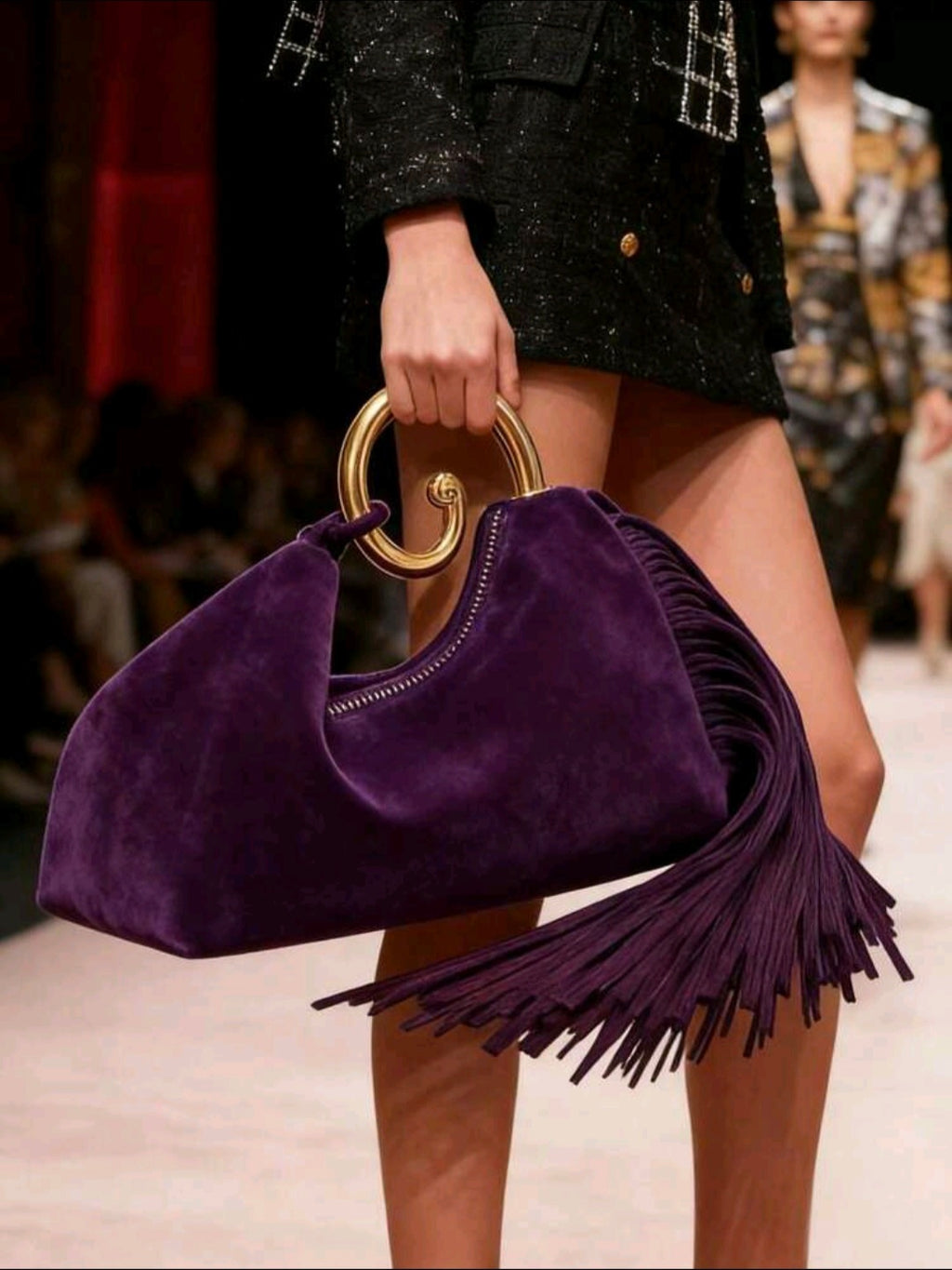 Purple Velvet Tassel Bag
