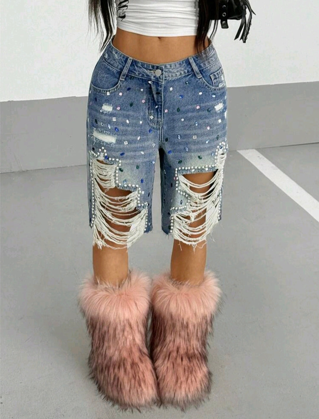 Y2K Rhinestone Shorts — UK 6