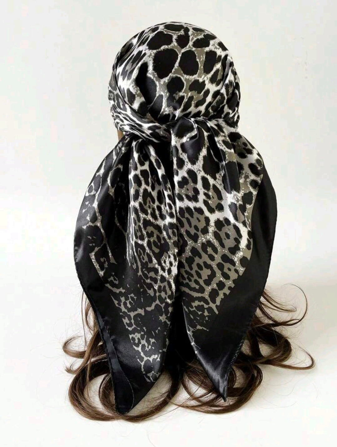 B&W Animal Print Silk Scarf