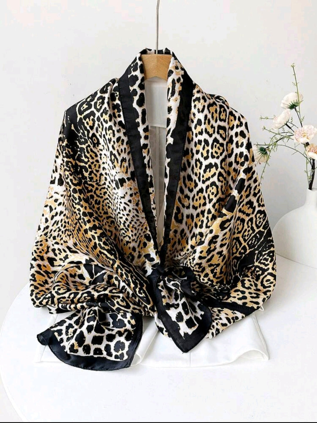 Gold & Black Animal Silk Scarf
