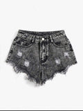 Ripped Raw Denim Shorts — UK 18