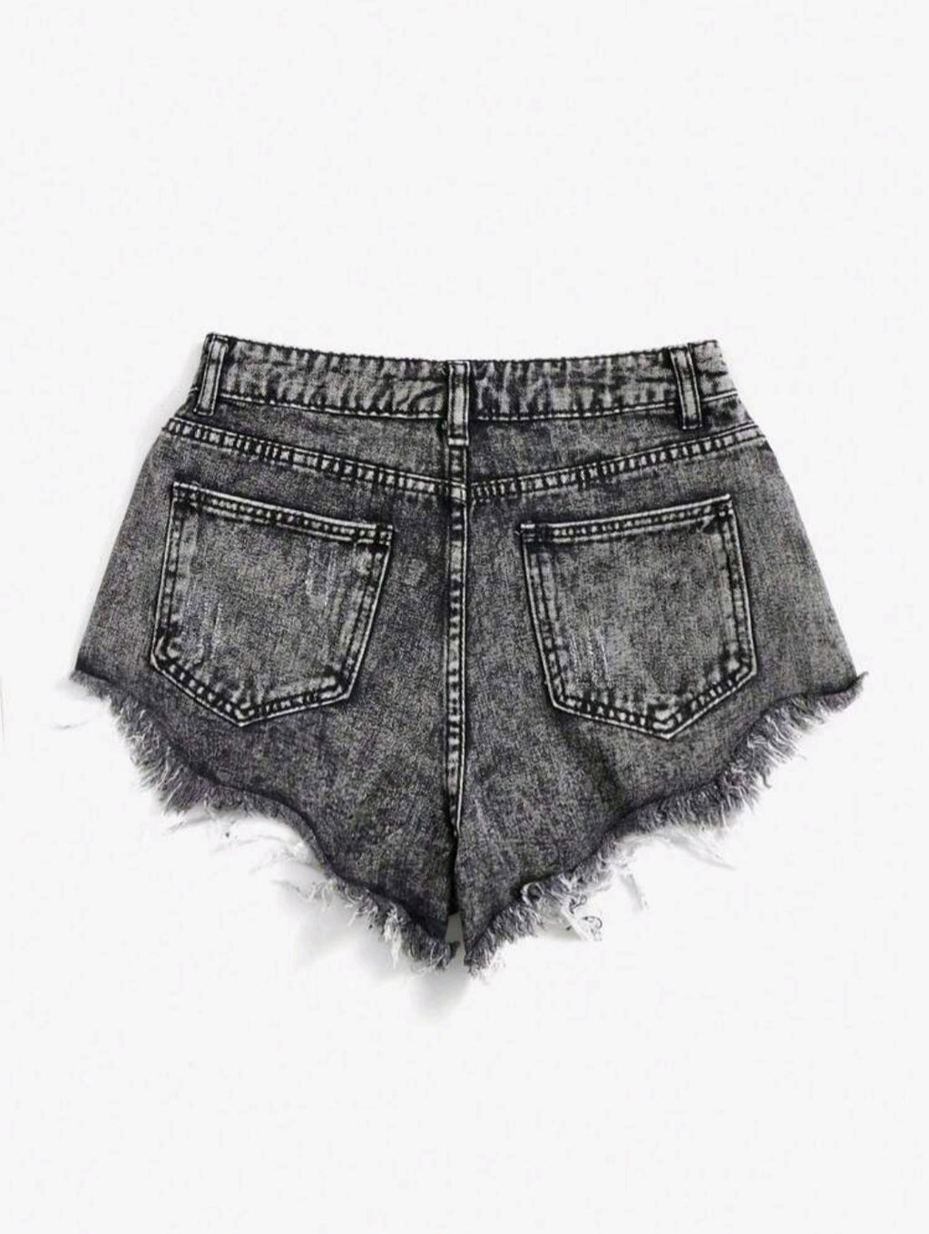 Ripped Raw Denim Shorts — UK 18