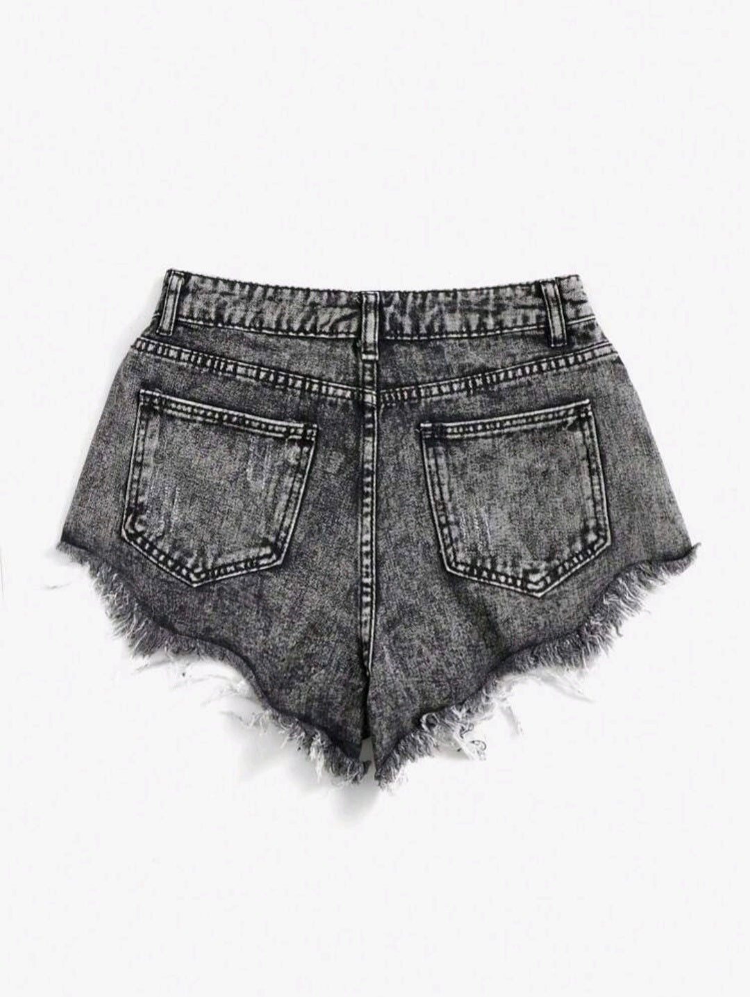Ripped Raw Denim Shorts — UK 18
