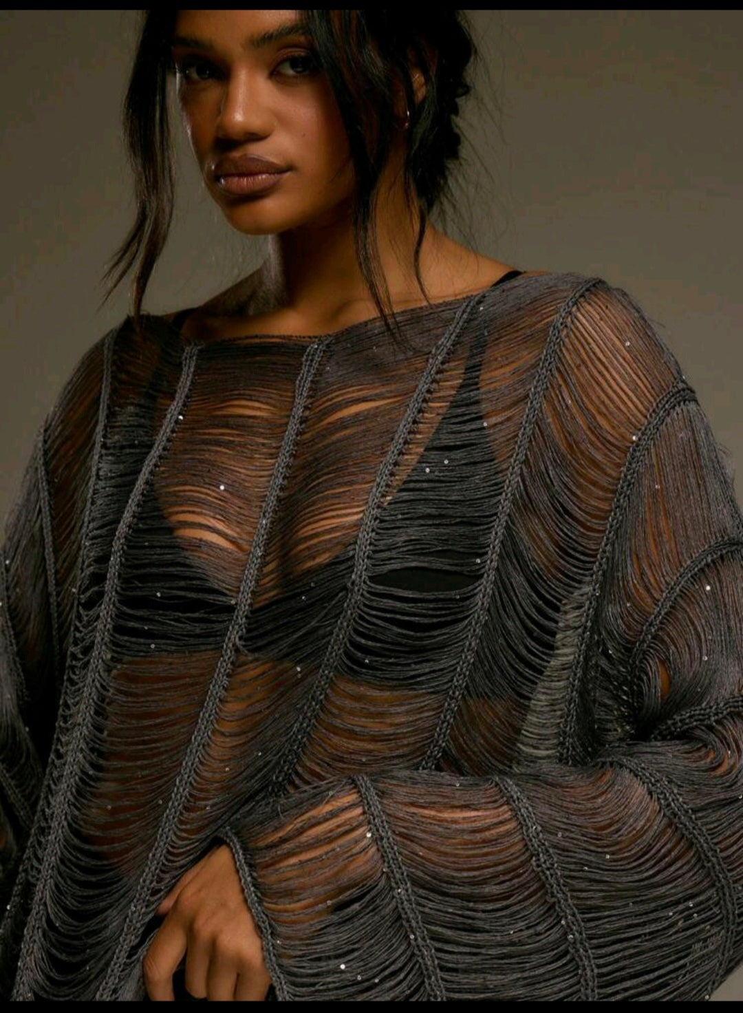 Beaded Fringe Batwing Crop — UK 16