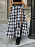 Plaid Slit Midi Skirt — UK 8