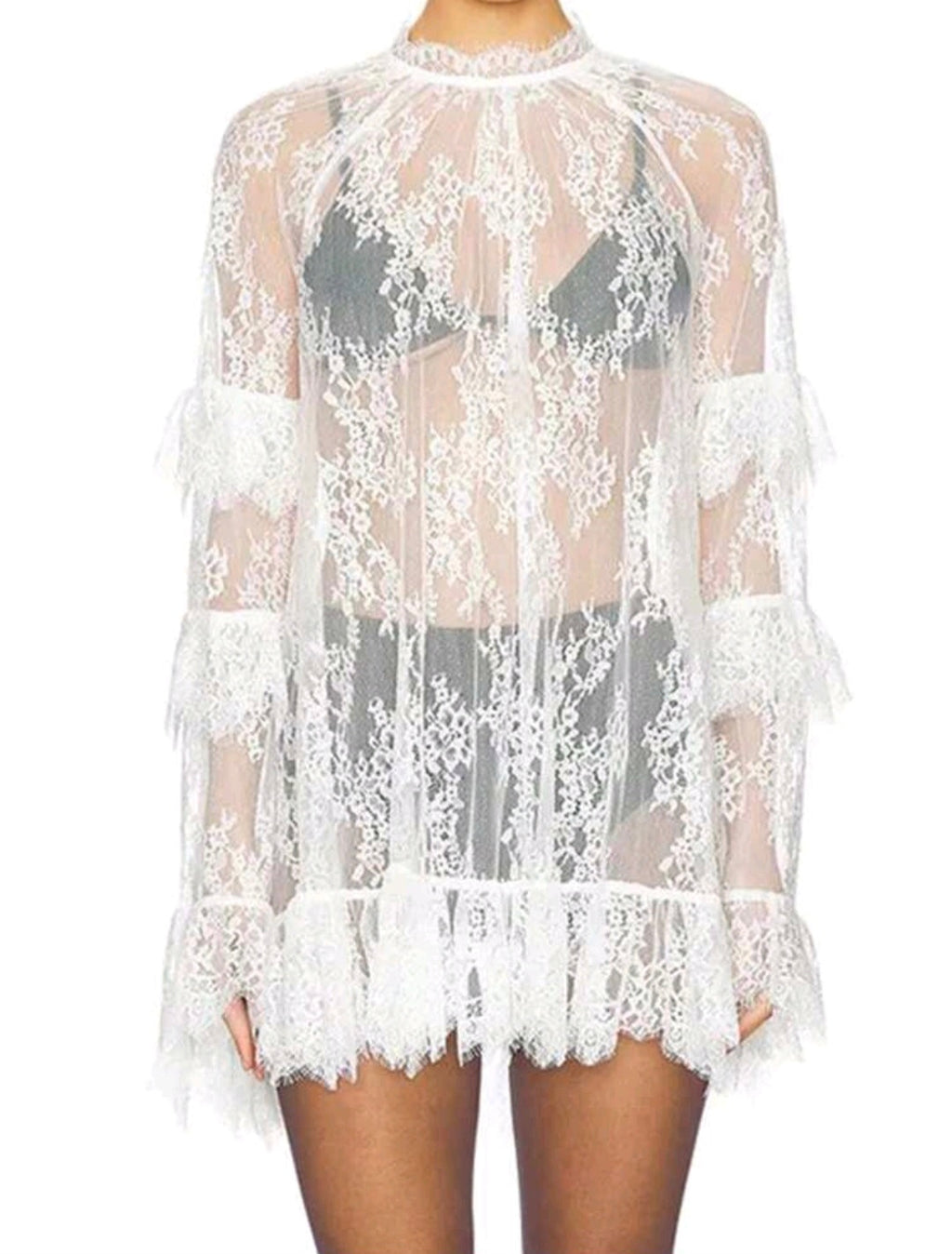 Sheer Lace Mini Dress — UK 16