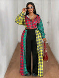 Plus Plaid Color Block Shirt — UK 16