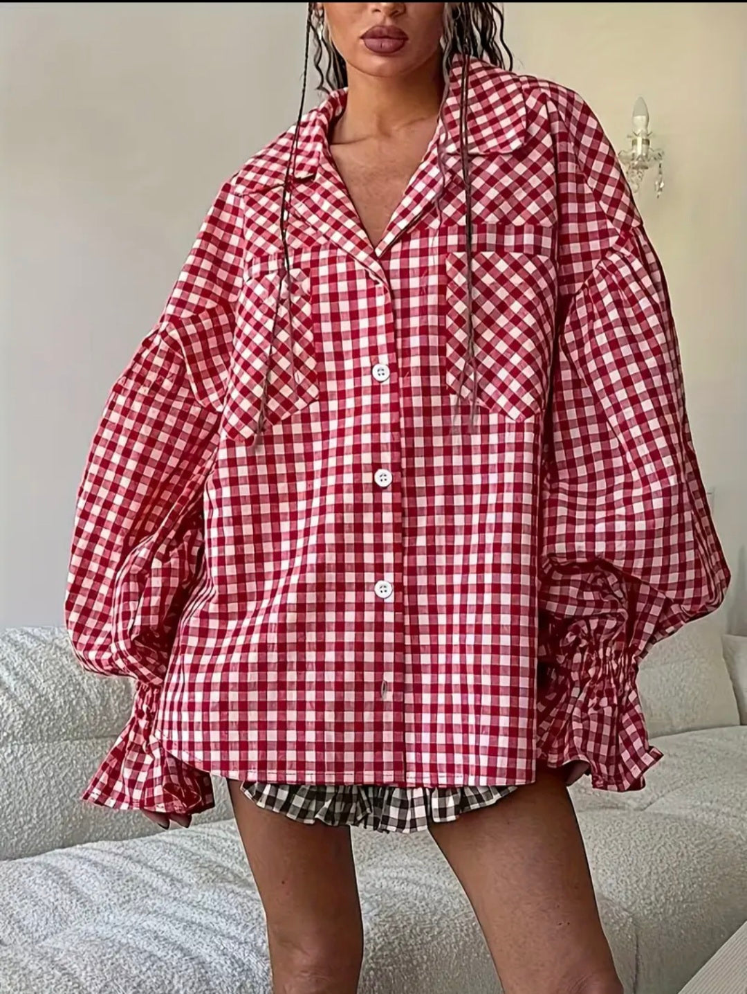 Plaid Statement Shirt — UK 20