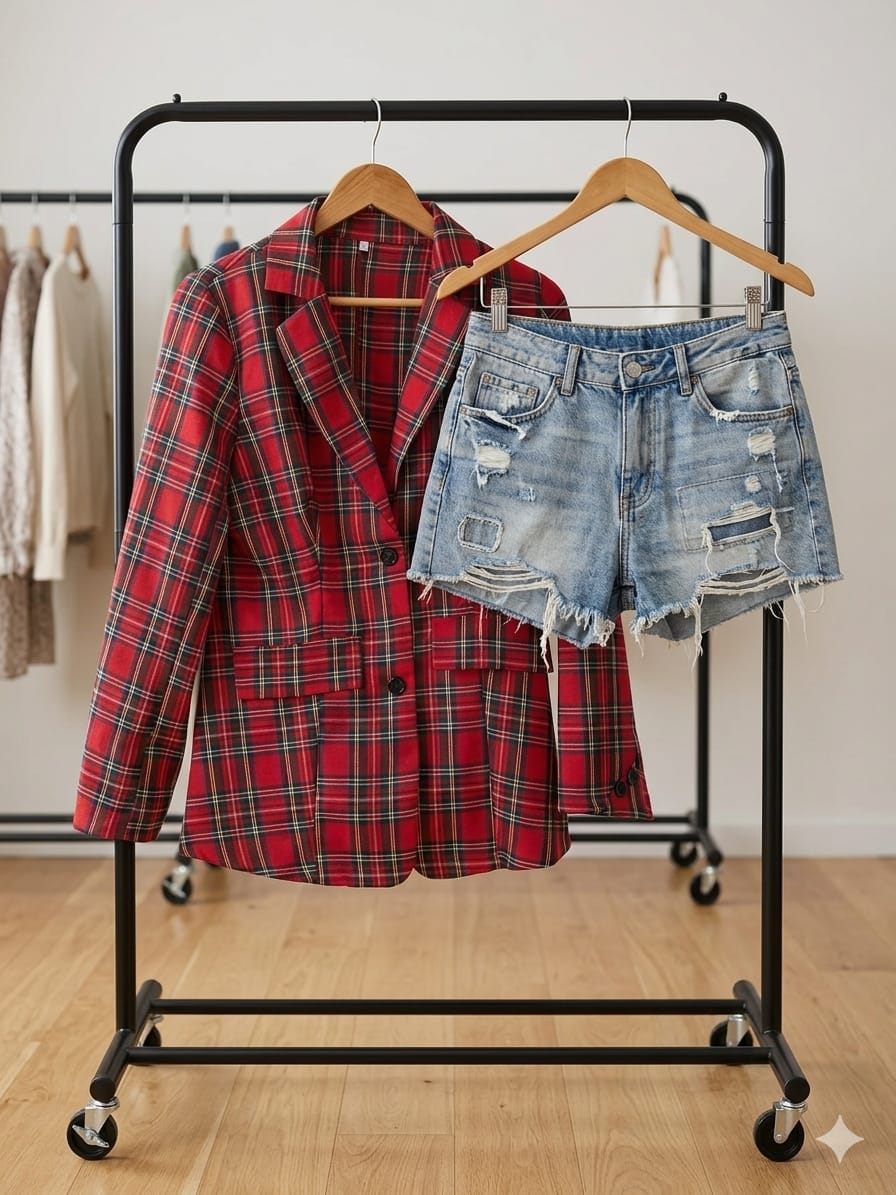 Red Plaid Power Jacket — UK 12/14