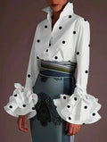 Polka Dot Ruffle Blouse — UK 8