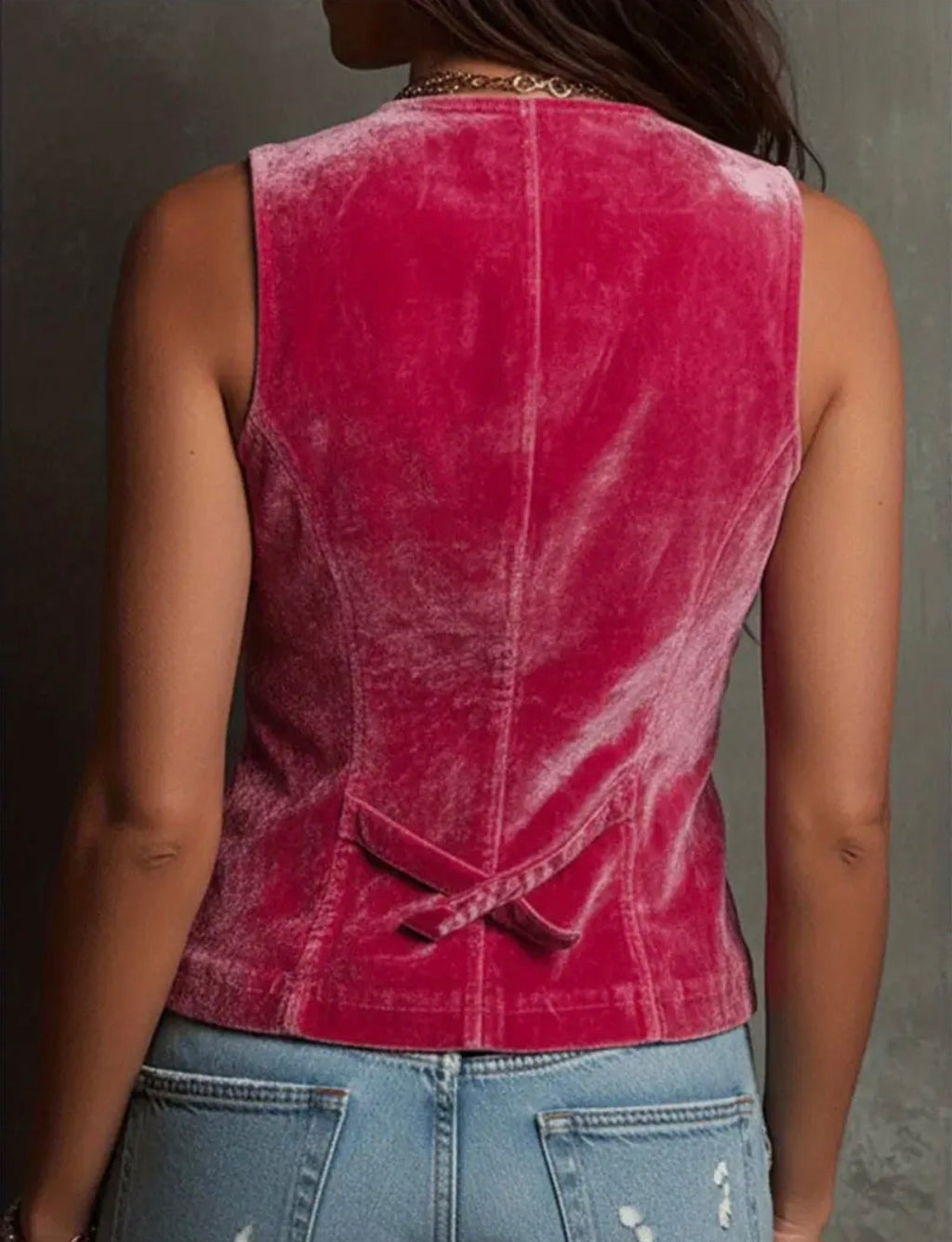 Pink Velvet Power Vest — L